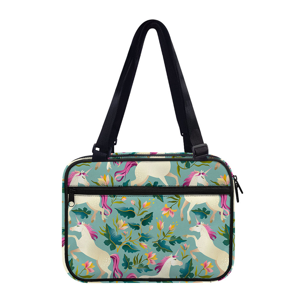 Floral Unicorn Pattern Print Double Strap Bible Bag