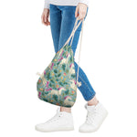 Floral Unicorn Pattern Print Drawstring Bag