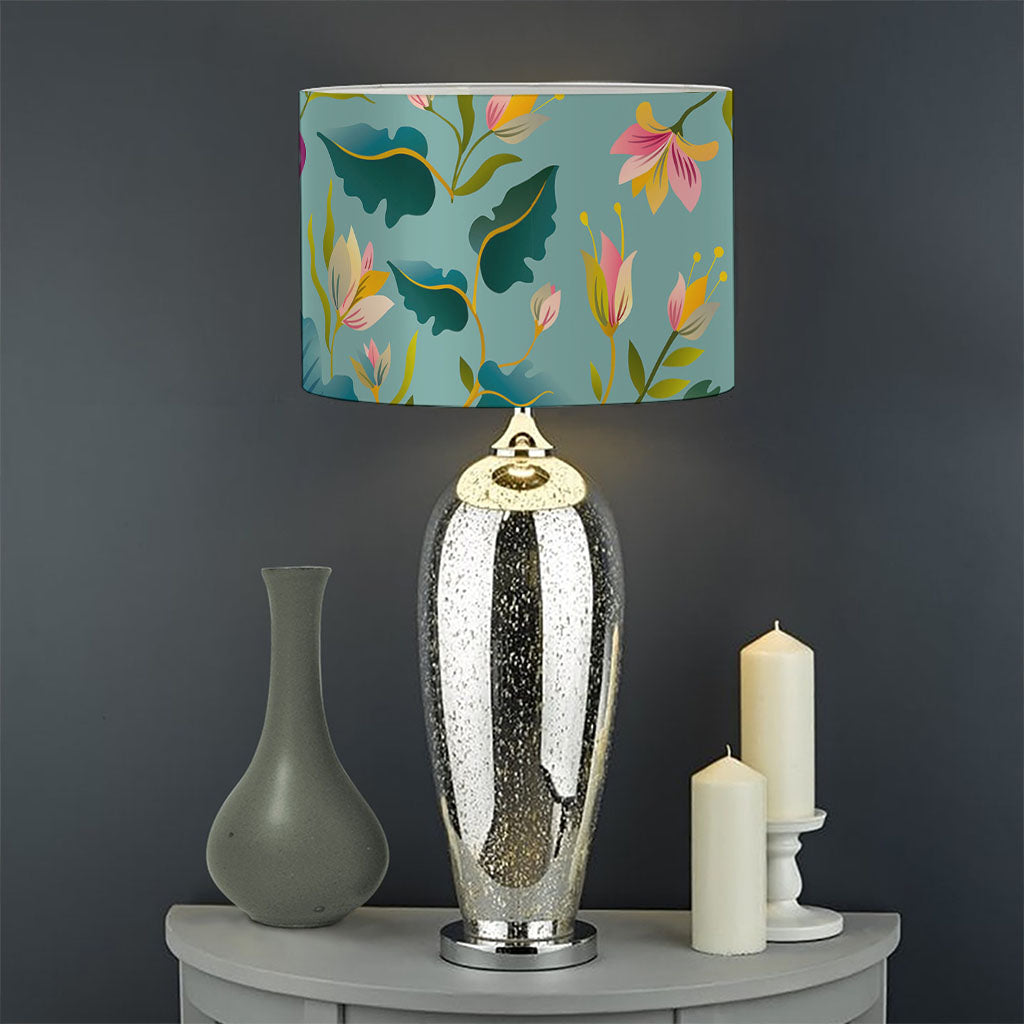 Floral Unicorn Pattern Print Drum Lamp Shade