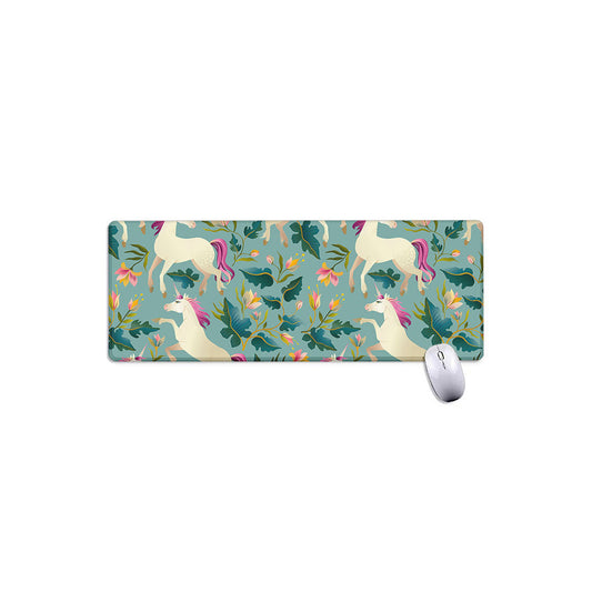 Floral Unicorn Pattern Print Extended Mouse Pad