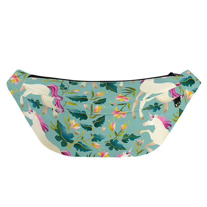 Floral Unicorn Pattern Print Fanny Pack