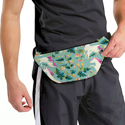 Floral Unicorn Pattern Print Fanny Pack