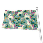Floral Unicorn Pattern Print Flag
