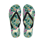 Floral Unicorn Pattern Print Flip Flops
