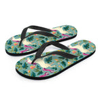Floral Unicorn Pattern Print Flip Flops
