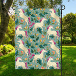 Floral Unicorn Pattern Print Garden Flag