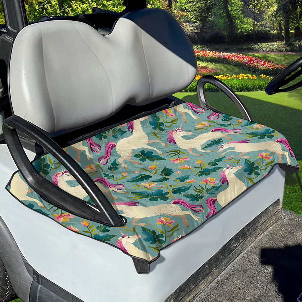 Floral Unicorn Pattern Print Golf Cart Seat Cover