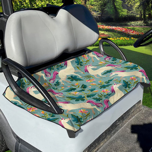 Floral Unicorn Pattern Print Golf Cart Seat Cover