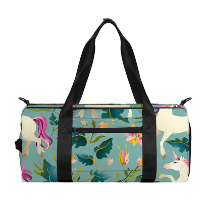 Floral Unicorn Pattern Print Gym Bag