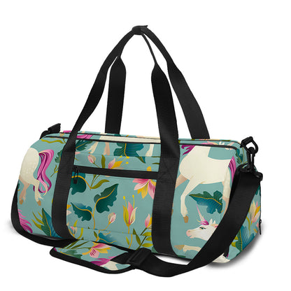 Floral Unicorn Pattern Print Gym Bag
