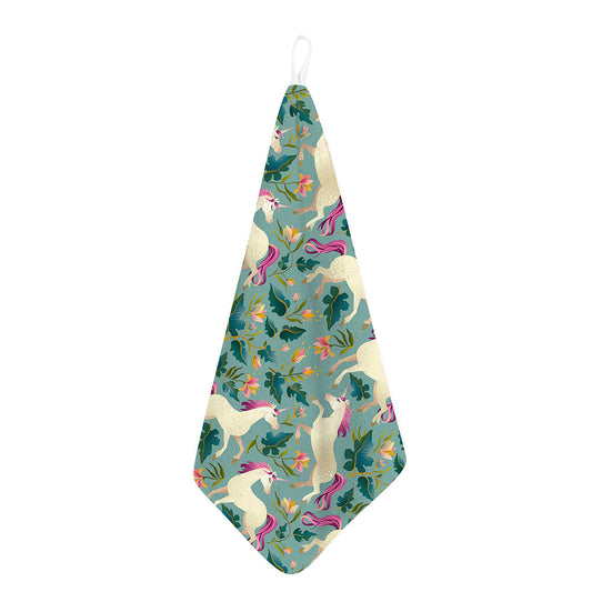 Floral Unicorn Pattern Print Hand Towel