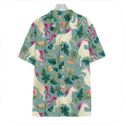 Floral Unicorn Pattern Print Hawaiian Shirt