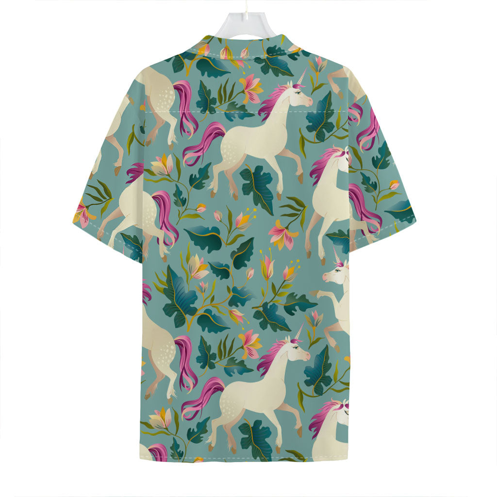 Floral Unicorn Pattern Print Hawaiian Shirt