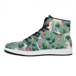 Floral Unicorn Pattern Print High Top Leather Sneakers