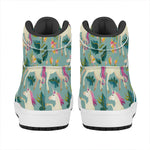 Floral Unicorn Pattern Print High Top Leather Sneakers