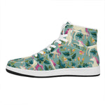 Floral Unicorn Pattern Print High Top Leather Sneakers