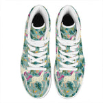 Floral Unicorn Pattern Print High Top Leather Sneakers