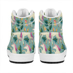 Floral Unicorn Pattern Print High Top Leather Sneakers