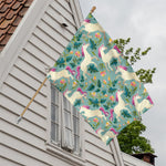 Floral Unicorn Pattern Print House Flag