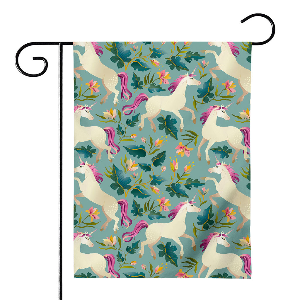Floral Unicorn Pattern Print House Flag