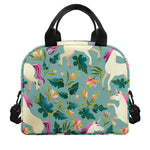 Floral Unicorn Pattern Print Insulated Lunch Bag