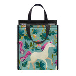 Floral Unicorn Pattern Print Insulated Lunch Tote