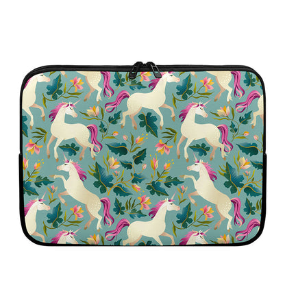 Floral Unicorn Pattern Print Laptop Sleeve