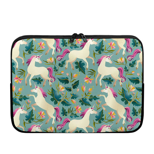 Floral Unicorn Pattern Print Laptop Sleeve