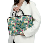 Floral Unicorn Pattern Print Laptop Sleeve With Handle