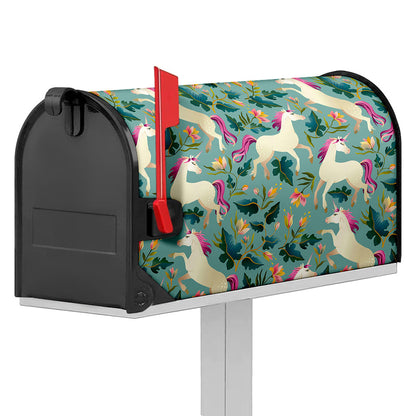 Floral Unicorn Pattern Print Mailbox Cover