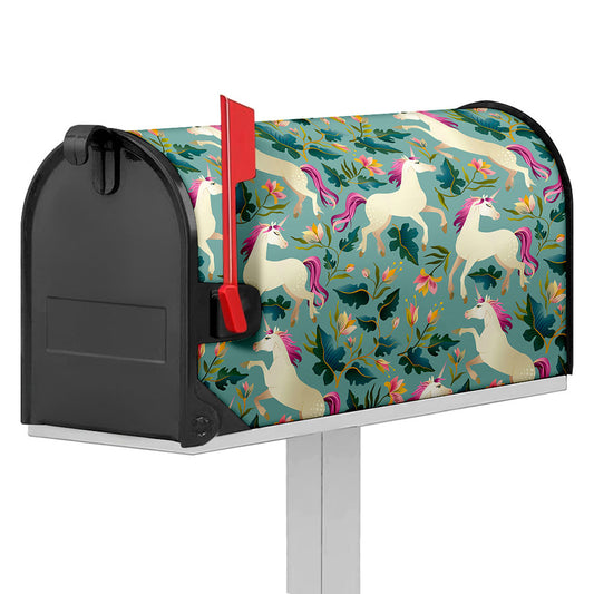 Floral Unicorn Pattern Print Mailbox Cover