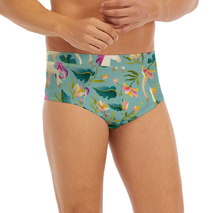 Floral Unicorn Pattern Print Men's Briefs