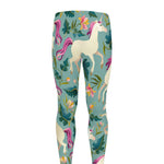 Floral Unicorn Pattern Print Men's leggings