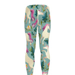 Floral Unicorn Pattern Print Men's leggings