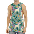 Floral Unicorn Pattern Print Men's Muscle Tank Top