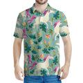 Floral Unicorn Pattern Print Men's Polo Shirt