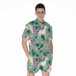 Floral Unicorn Pattern Print Men's Rompers