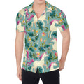 Floral Unicorn Pattern Print Men's Shirt