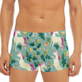 Floral Unicorn Pattern Print Men's Short Boxer Briefs