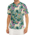 Floral Unicorn Pattern Print Men's Short Sleeve Rash Guard