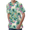 Floral Unicorn Pattern Print Men's Velvet T-Shirt