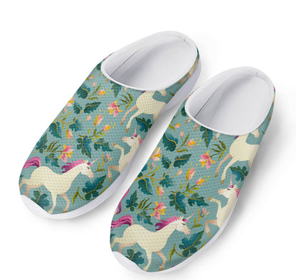 Floral Unicorn Pattern Print Mesh Casual Shoes
