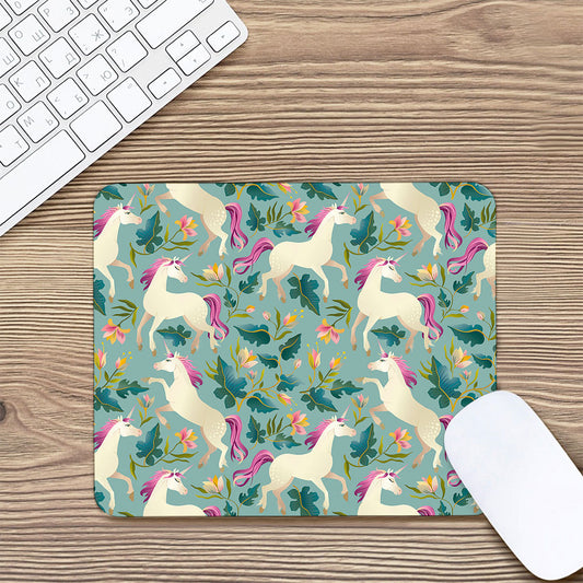 Floral Unicorn Pattern Print Mouse Pad