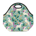 Floral Unicorn Pattern Print Neoprene Lunch Bag