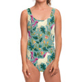 Floral Unicorn Pattern Print One Piece Swimsuit