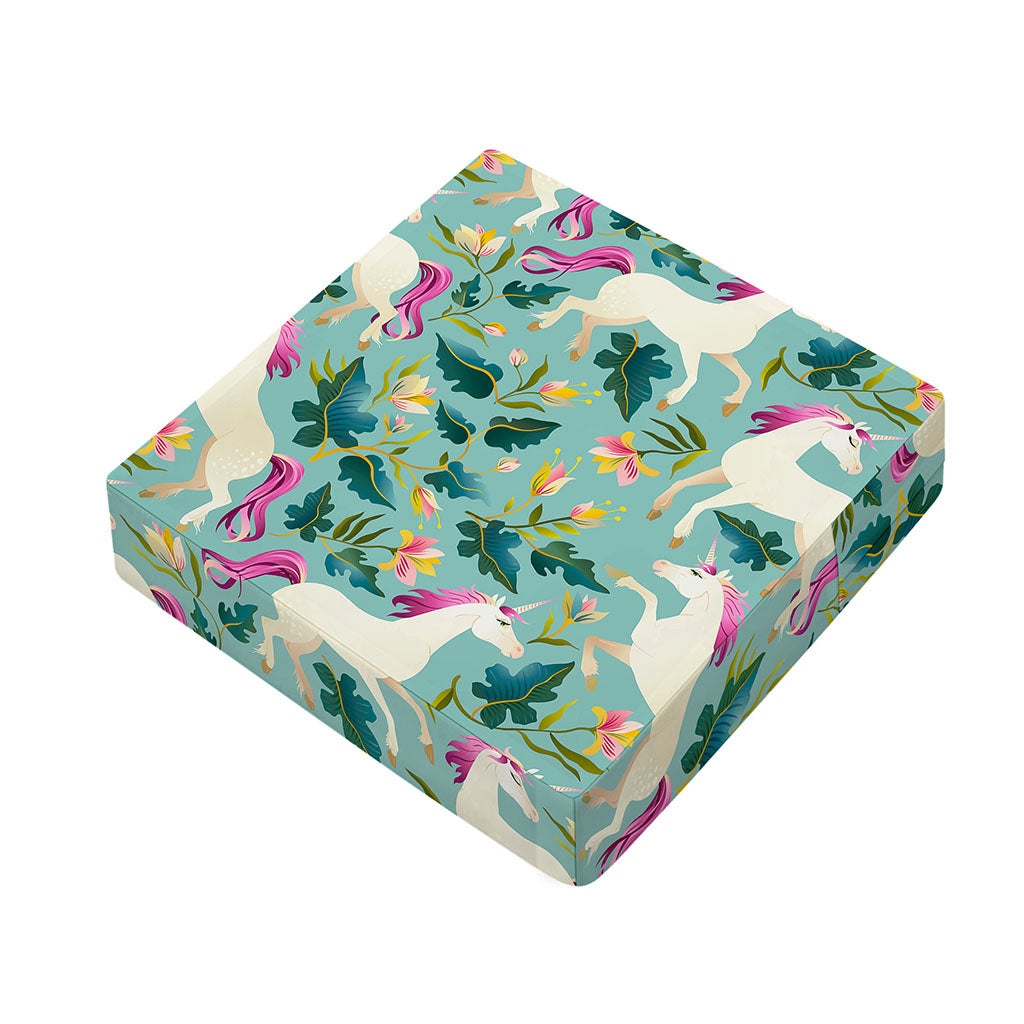 Floral Unicorn Pattern Print Outdoor Seat Cushion Cover