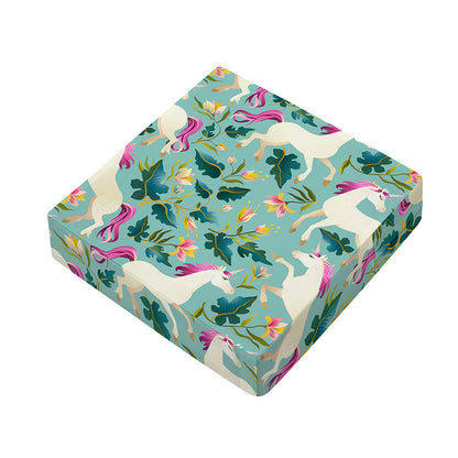 Floral Unicorn Pattern Print Outdoor Seat Cushion Cover