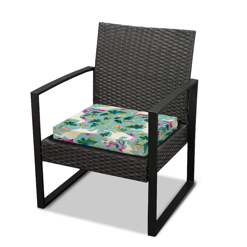Floral Unicorn Pattern Print Outdoor Seat Cushion Cover