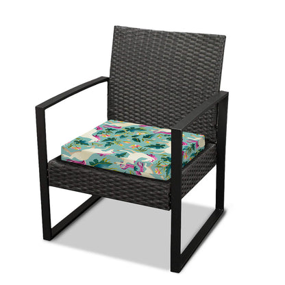 Floral Unicorn Pattern Print Outdoor Seat Cushion Cover