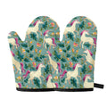 Floral Unicorn Pattern Print Oven Mitts